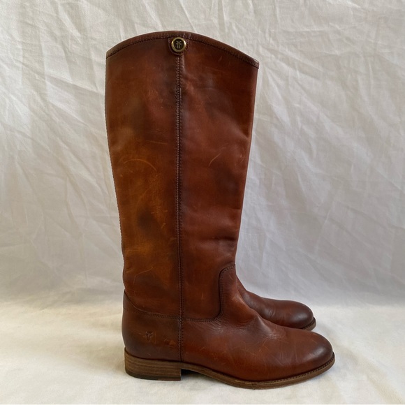 Frye Melissa 2-Button Cognac Leather Boot - Picture 2 of 12